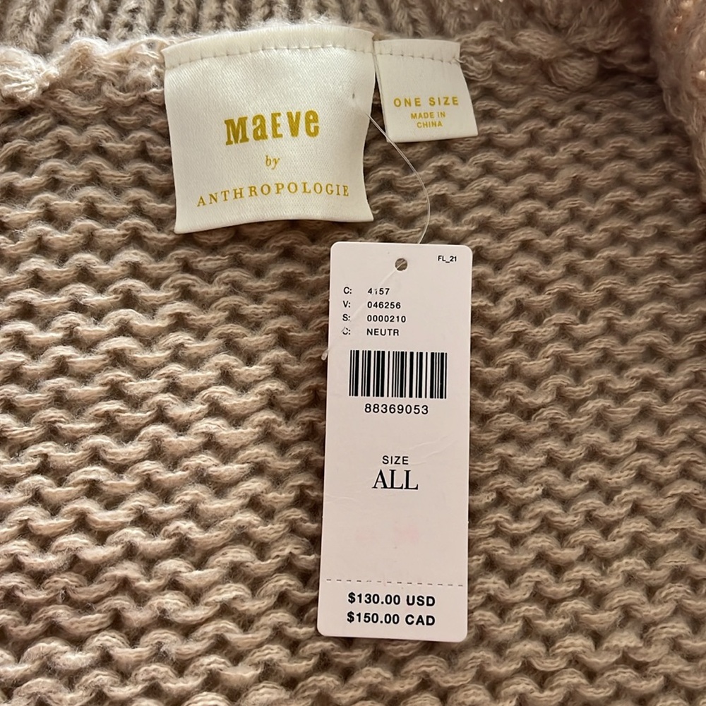 Anthropology Maeve Susanna 3D Heard Tan Cardigan Seeater - Picture 10 of 11